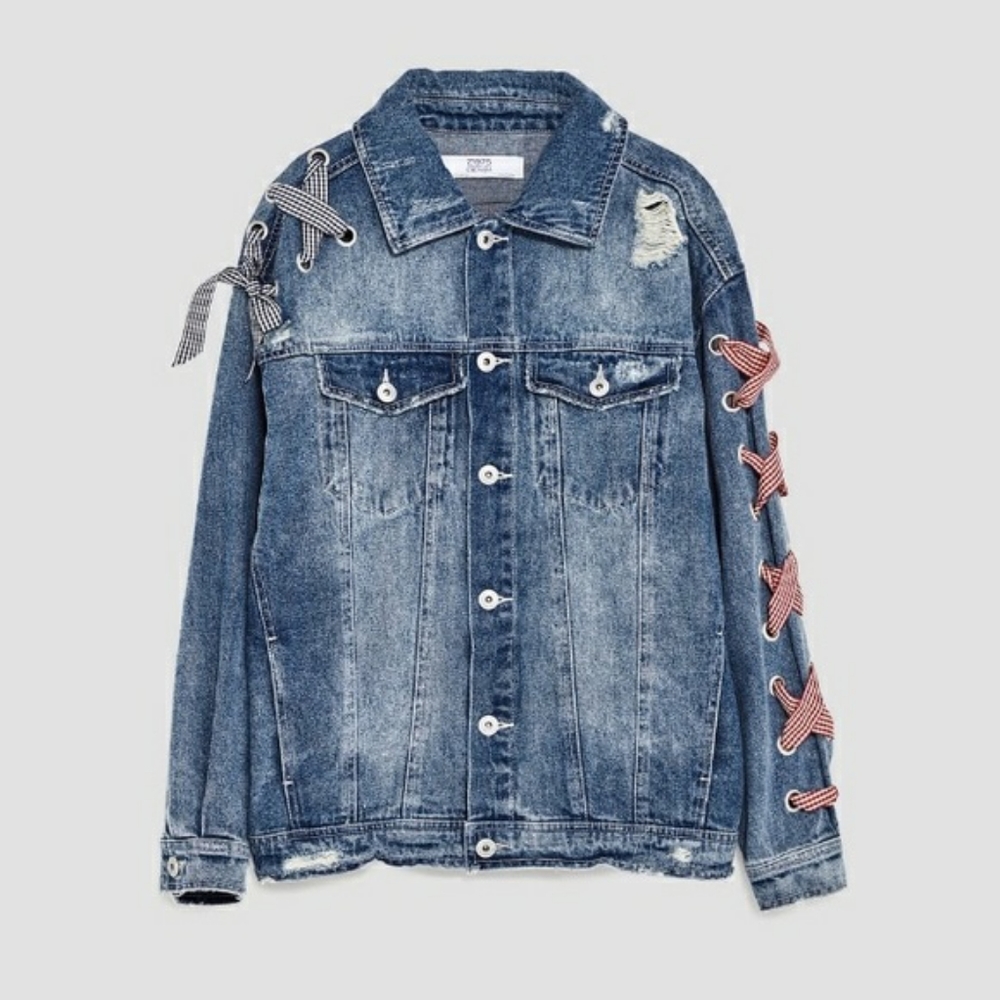 Zara denim jacket with bows
